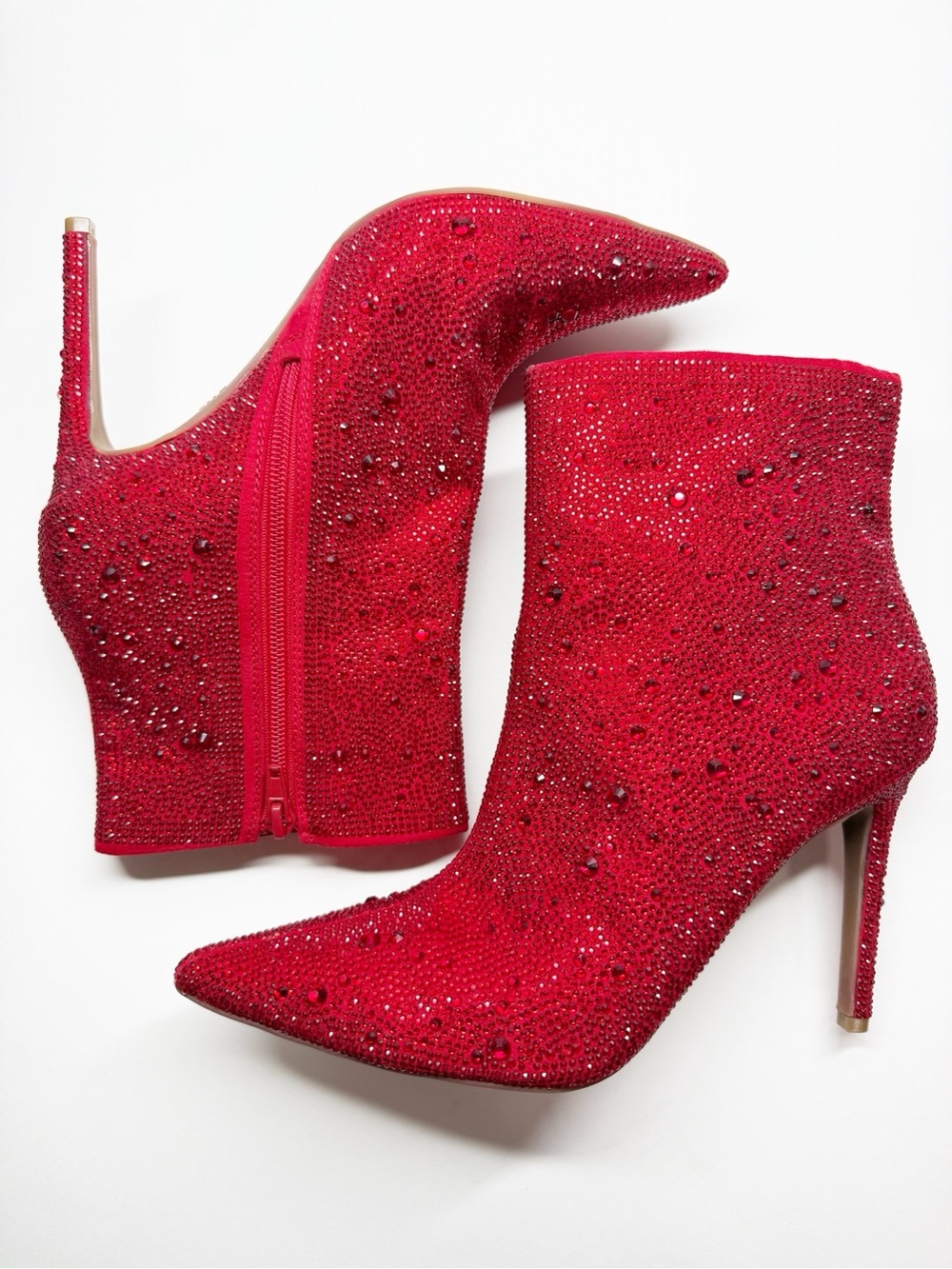 INC Red Rhinestone Bling Stiletto Ankle Boots - Picture 5 of 13